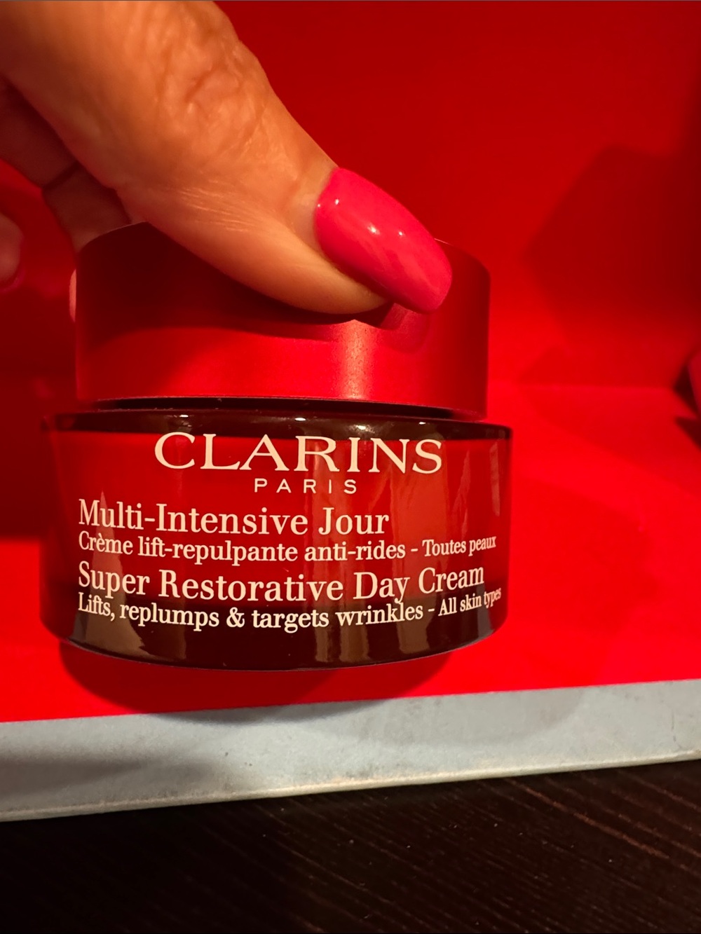 Clarins Red Super Restorative Day Cream Jar